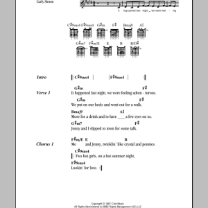 Carly Simon Two Hot Girls (On A Hot Summer Night) Musik Noten - Guitar Chords/Lyrics - 153155-0