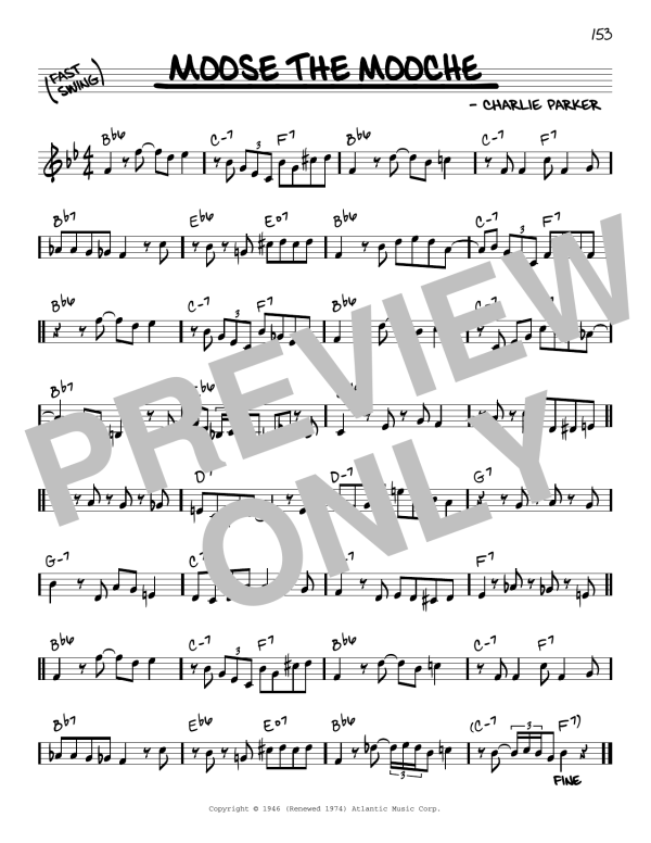 Charlie Parker Moose The Mooche Musik Noten - Real Book – Melody & Chords – C Instruments - 97260-0