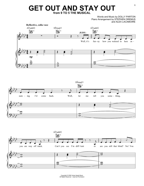 Dolly Parton Get Out And Stay Out (from 9 to 5: The Musical) Musik Noten - Piano, Vocal & Guitar Chords - 77603-0