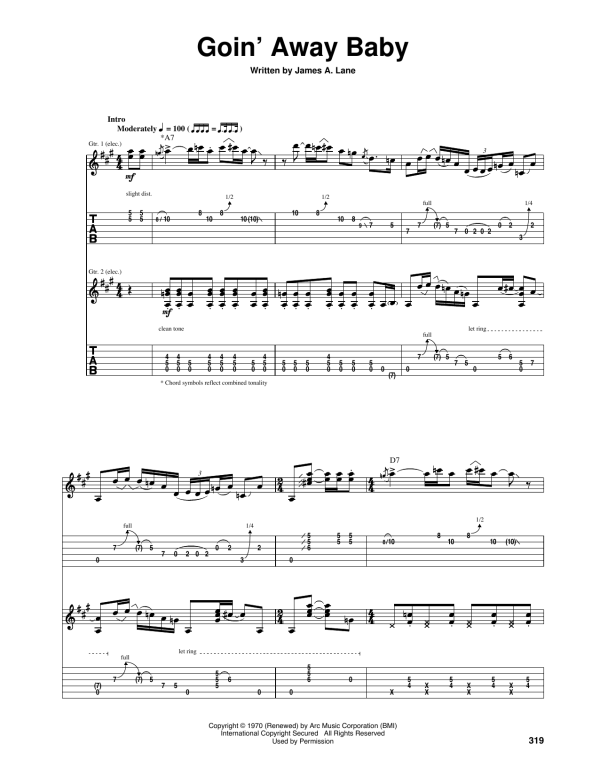Eric Clapton Goin' Away Baby Musik Noten - Guitar Tab - 159562-0