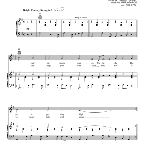 Grateful Dead Cumberland Blues Musik Noten - Piano, Vocal & Guitar Chords - 159498-0