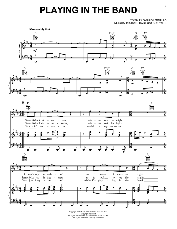 Grateful Dead Playing In The Band Musik Noten - Piano, Vocal & Guitar Chords - 159510-0