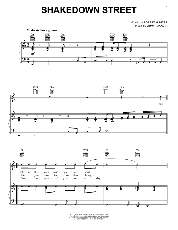 Grateful Dead Shakedown Street Musik Noten - Piano, Vocal & Guitar Chords - 159524-0