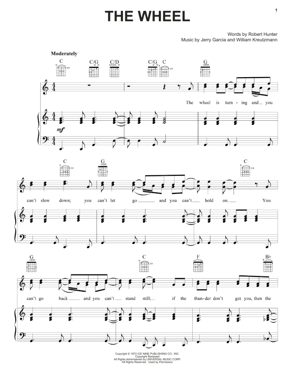 Grateful Dead The Wheel Musik Noten - Piano, Vocal & Guitar Chords - 160456-0