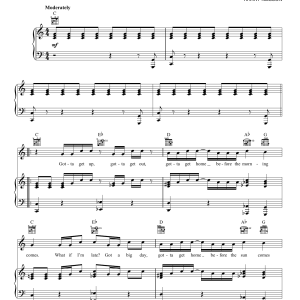 Harry Nilsson Gotta Get Up Musik Noten - Piano, Vocal & Guitar Chords - 160212-0