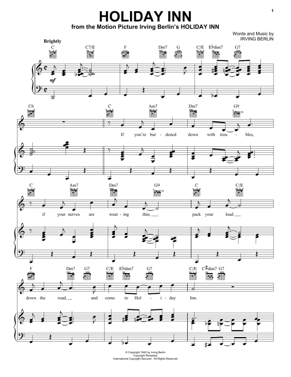 Irving Berlin Holiday Inn Musik Noten - Piano, Vocal & Guitar Chords - 174741-0