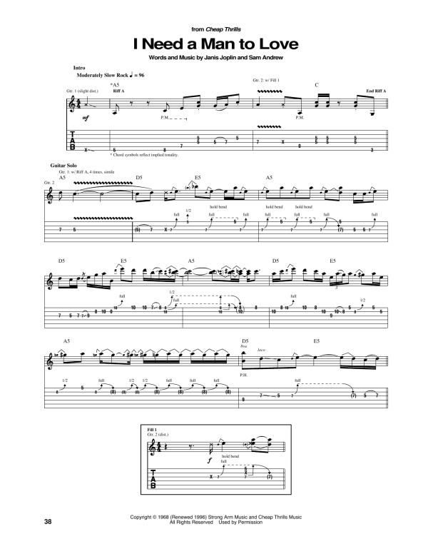 Janis Joplin I Need A Man To Love Musik Noten - Guitar Tab - 167668-0