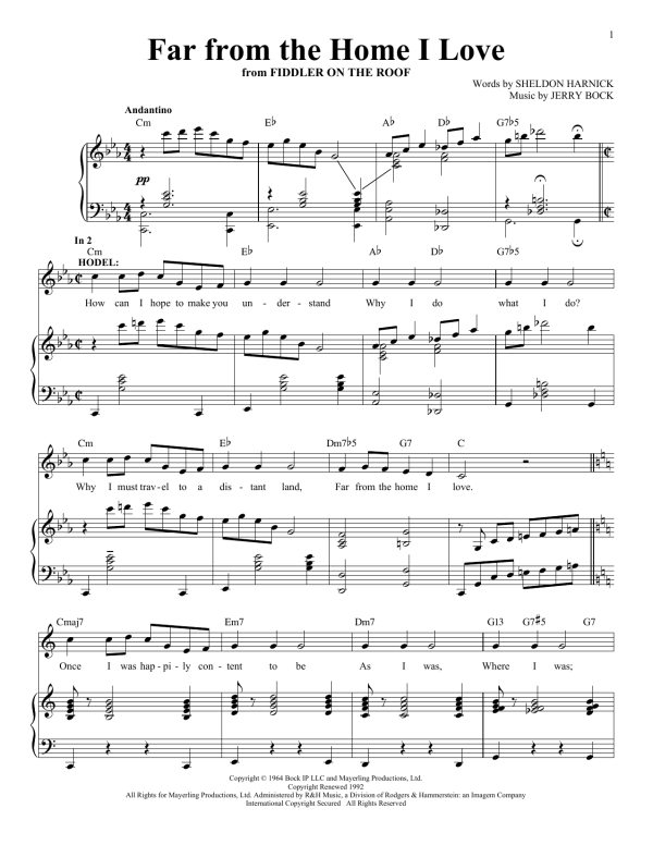 Jerry Bock Far From The Home I Love Musik Noten - Piano & Vocal - 161341-0