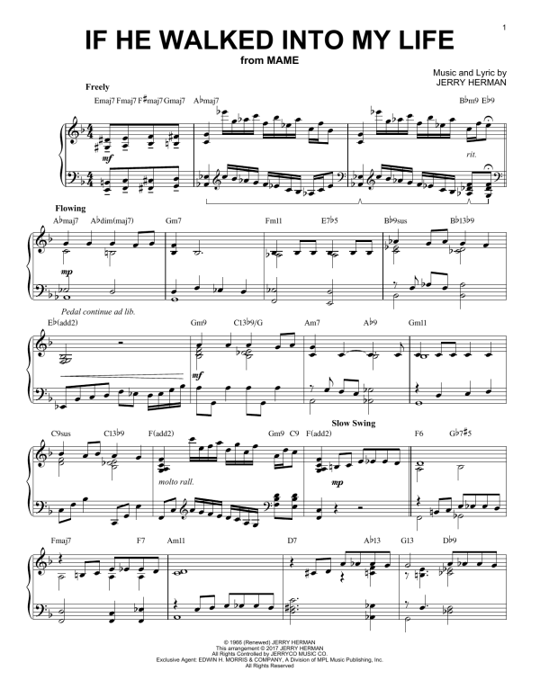Jerry Herman If He Walked Into My Life [Jazz version] Musik Noten - Piano Solo - 178399-0