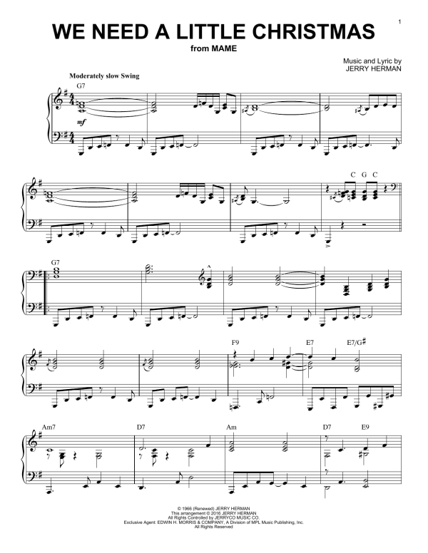 Jerry Herman We Need A Little Christmas [Jazz version] (arr. Brent Edstrom) Musik Noten - Piano Solo - 176887-0