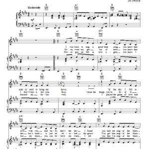 Jim Croce Got No Business Singing The Blues Musik Noten - Piano, Vocal & Guitar Chords - 71800-0