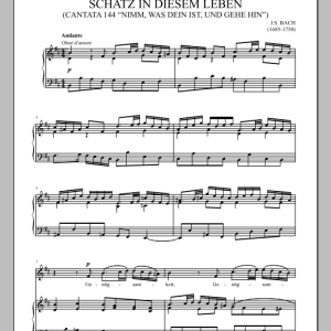 Johann Sebastian Bach Genugsamkeit Ist Ein Schatz In Diesem Leben (Cantata 144 Nimm, Was Dein Ist, Und Gehe Hin) Musik Noten - Piano & Vocal - 90319-0