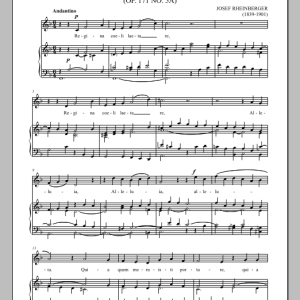 Josef Rheinberger Regina Coeli, Op. 171, No. 5 Musik Noten - Piano & Vocal - 90294-0