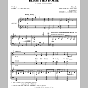 Joseph M. Martin Bless This House Musik Noten - SATB Choir - 88729-0