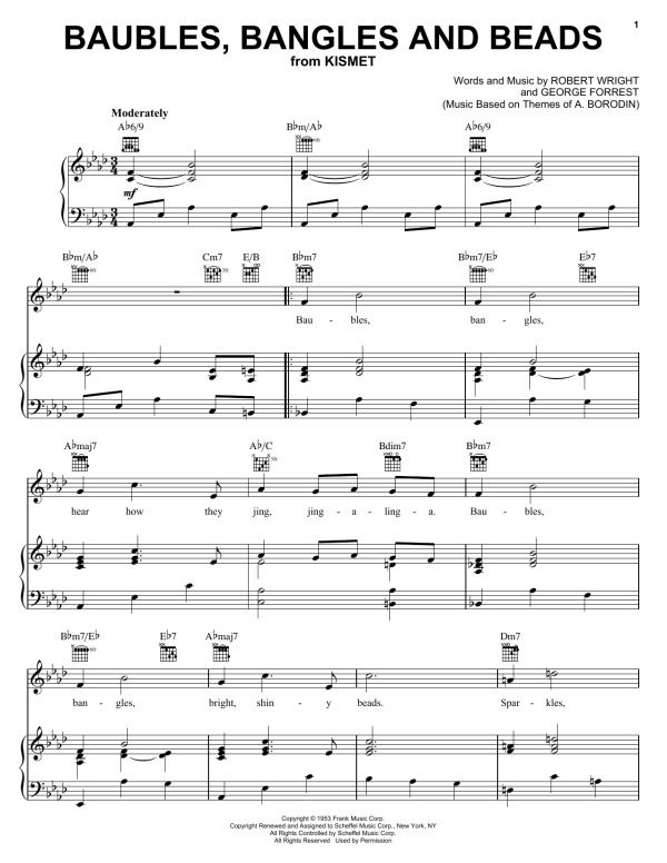 Julie Andrews Baubles, Bangles And Beads Musik Noten - Piano, Vocal & Guitar Chords - 51610-0