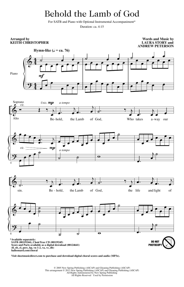 Keith Christopher Behold The Lamb Of God Musik Noten - SATB Choir - 150632-0