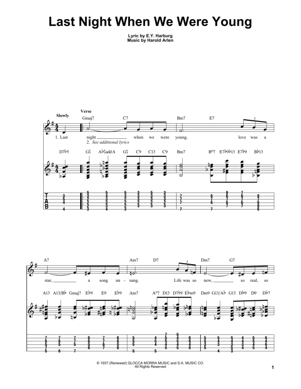 Kenny Burrell Last Night When We Were Young Musik Noten - Easy Guitar Tab - 28915-0