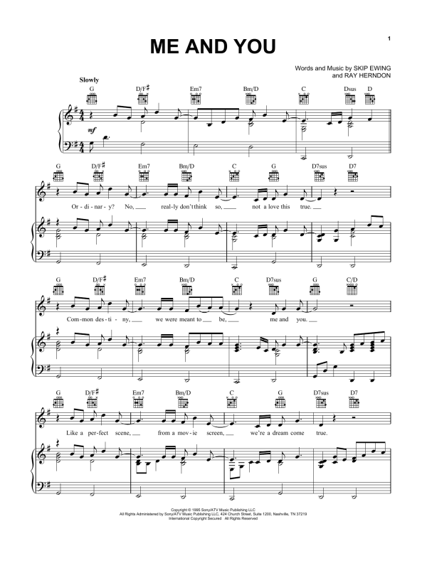 Kenny Chesney Me And You Musik Noten - Piano, Vocal & Guitar Chords - 20624-0