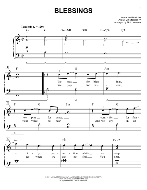 Laura Story Blessings (arr. Phillip Keveren) Musik Noten - Easy Piano - 155045-0