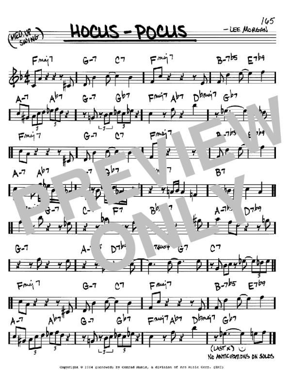 Lee Morgan Hocus-Pocus Musik Noten - Real Book – Melody & Chords – C Instruments - 60079-0