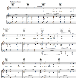 Leonard Bernstein I Have A Love (from West Side Story) Musik Noten - Piano, Vocal & Guitar Chords - 64431-0