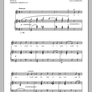 Liza Lehmann If I Built A World For You Musik Noten - Piano & Vocal - 90168-0