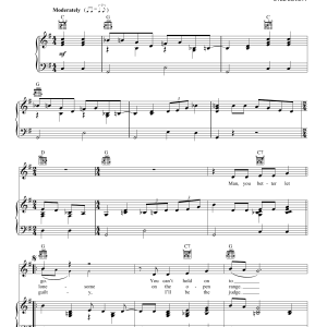 Lyle Lovett Don't Touch My Hat Musik Noten - Piano, Vocal & Guitar Chords - 170105-0