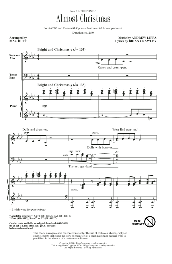 Mac Huff Almost Christmas Musik Noten - SATB Choir - 161545-0