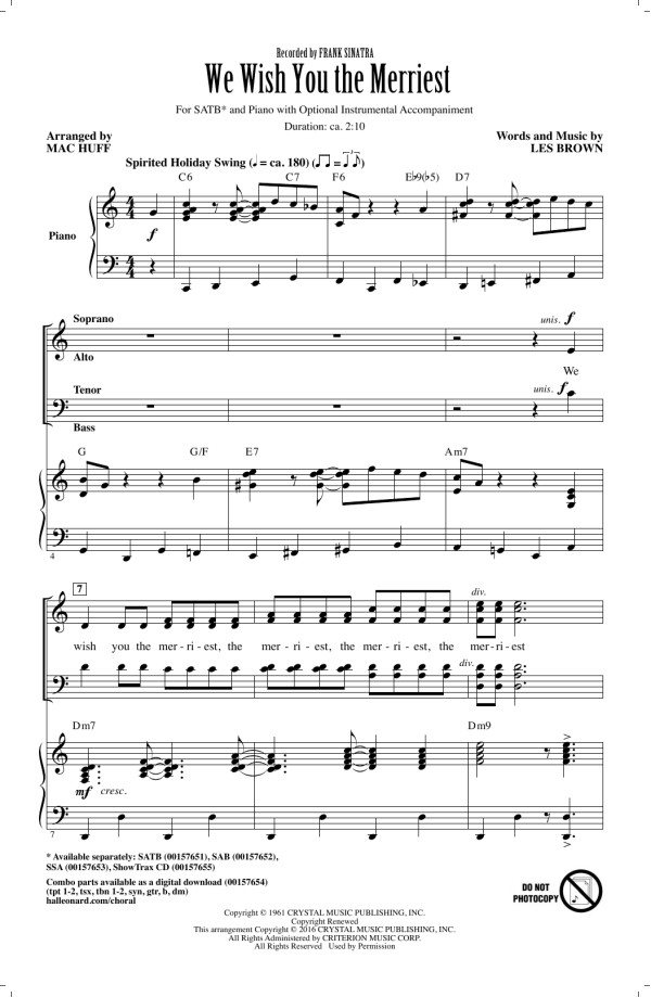 Mac Huff We Wish You The Merriest Musik Noten - SATB Choir - 171736-0