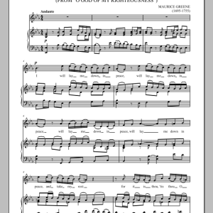 Maurice Greene I Will Lay Me Down In Peace (from O God Of My Righteousness) Musik Noten - Piano & Vocal - 90300-0