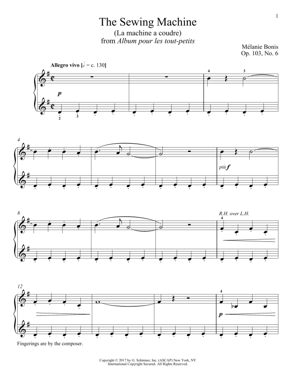 Melanie Bonis The Sewing Machine (La machine a courde) Musik Noten - Piano Solo - 180306-0