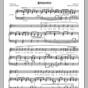 Michael Head Foxgloves Musik Noten - Piano & Vocal - 90262-0
