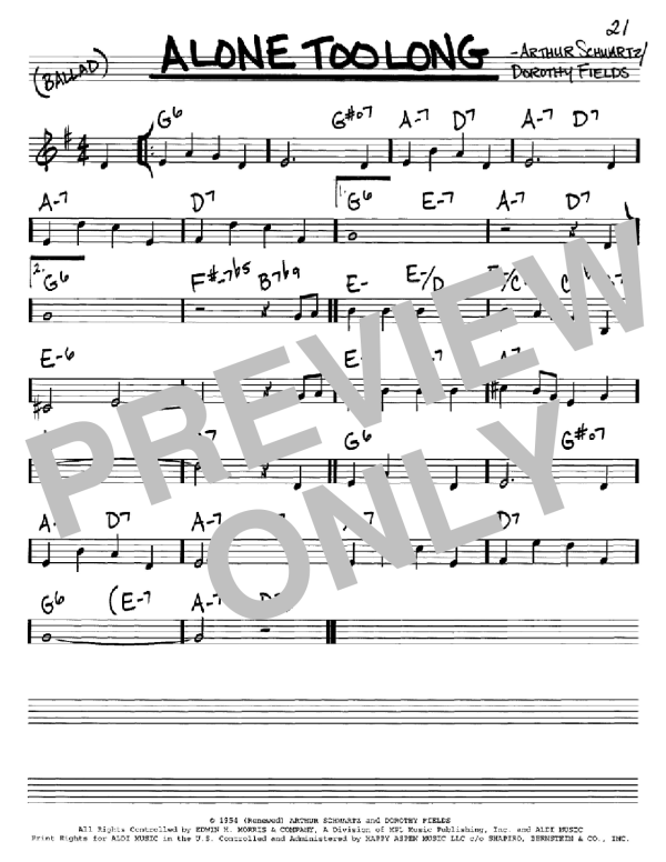 Nat King Cole Alone Too Long Musik Noten - Real Book – Melody & Chords – C Instruments - 60479-0