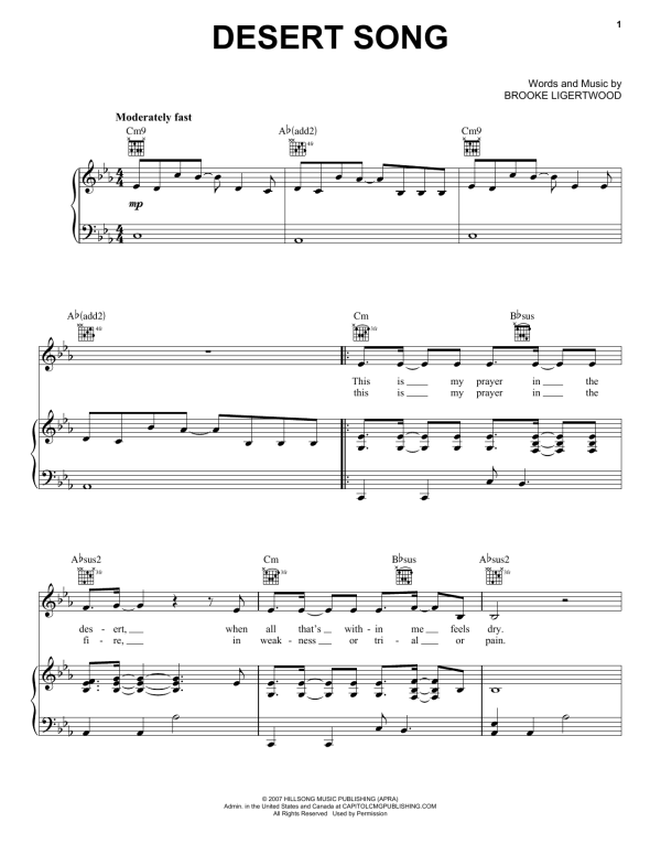 Natalie Grant Desert Song Musik Noten - Piano, Vocal & Guitar Chords - 77061-0