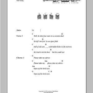 Neil Young Tired Eyes Musik Noten - Guitar Chords/Lyrics - 98064-0