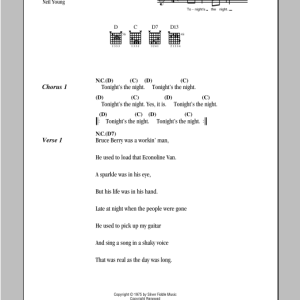 Neil Young Tonight's The Night Musik Noten - Guitar Chords/Lyrics - 98075-0