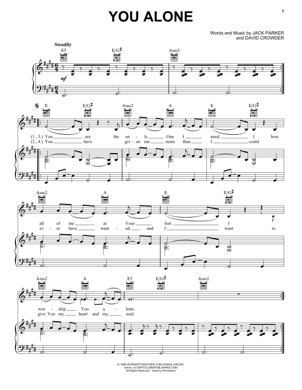 Passion You Alone Musik Noten - Piano, Vocal & Guitar Chords - 156778-0