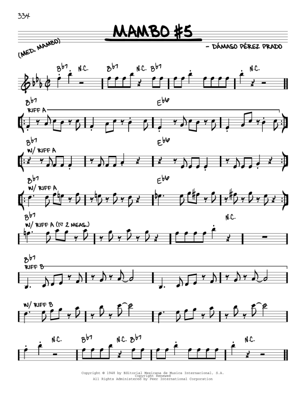 Perez Prado Mambo #5 Musik Noten - Real Book – Melody & Chords – C Instruments - 60800-0