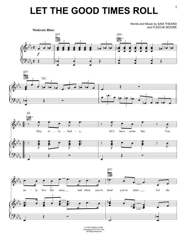 Ray Charles Let The Good Times Roll Musik Noten - Piano, Vocal & Guitar Chords - 31357-0
