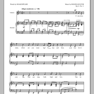 Roger Quilter O Mistress Mine Musik Noten - Piano & Vocal - 90956-0
