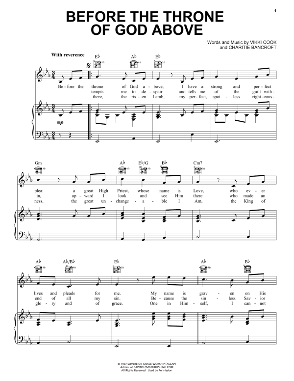 Shane & Shane Before The Throne Of God Above Musik Noten - Piano, Vocal & Guitar Chords - 64285-0