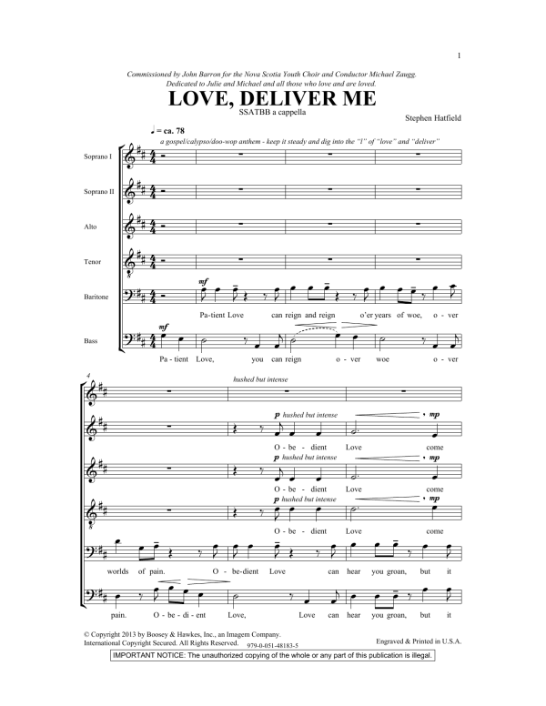 Stephen Hatfield Love Deliver Me Musik Noten - SATB Choir - 150571-0