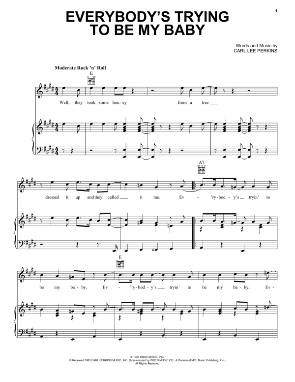 The Beatles Everybody's Trying To Be My Baby Musik Noten - Piano, Vocal & Guitar Chords - 57279-0