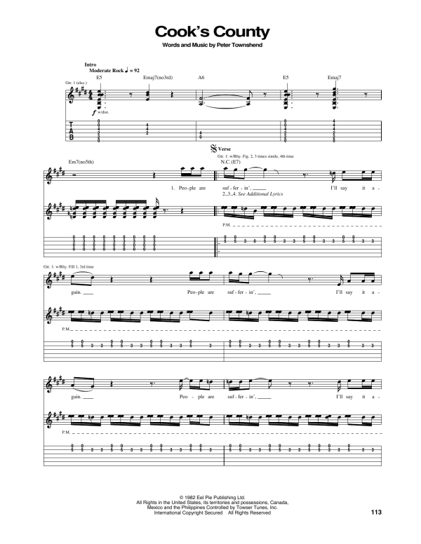The Who Cook's County Musik Noten - Guitar Tab - 166019-0