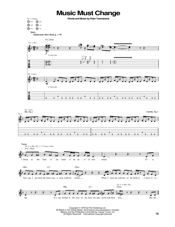 The Who Music Must Change Musik Noten - Guitar Tab - 165545-0