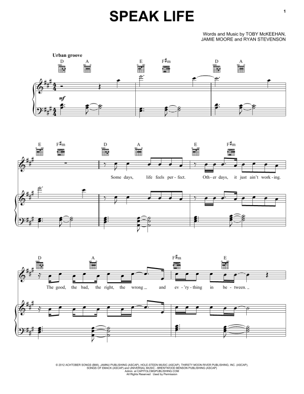 tobyMac Speak Life Musik Noten - Piano, Vocal & Guitar Chords - 152577-0