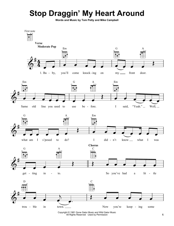 Tom Petty Stop Draggin' My Heart Around Musik Noten - Ukulele - 178417-0