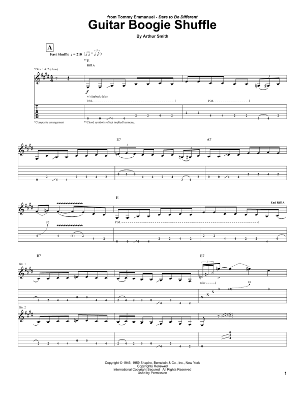 Tommy Emmanuel Guitar Boogie Shuffle Musik Noten - Guitar Tab - 93509-0