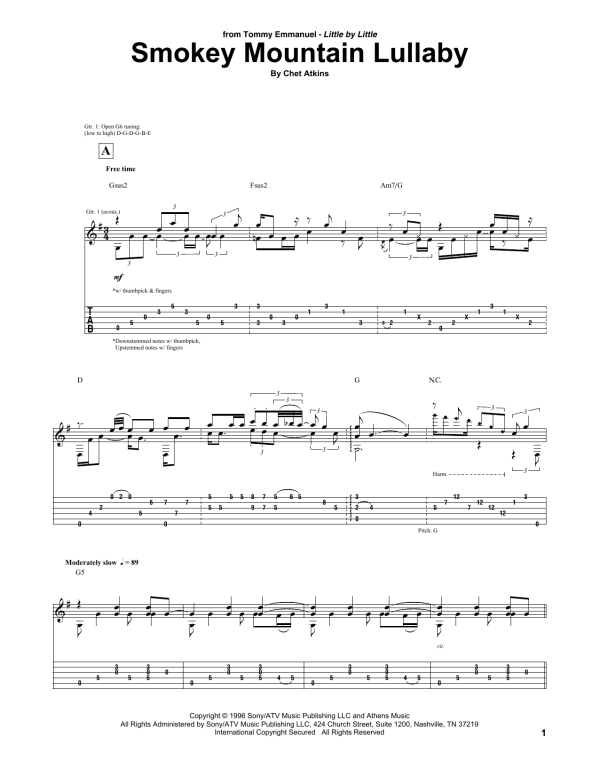 Tommy Emmanuel Smokey Mountain Lullaby Musik Noten - Guitar Tab - 160344-0